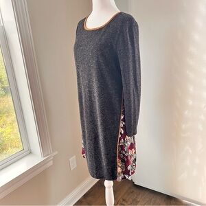 THML grey with butterfly print sweater texture dress  size L
